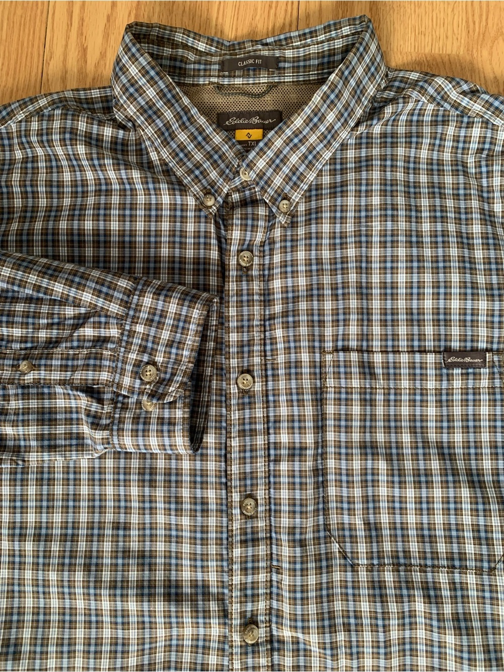 Eddie Bauer Travex Shirt Mens TXL Plaid Long Roll-tab Sleeves Pocket Y2k Tall